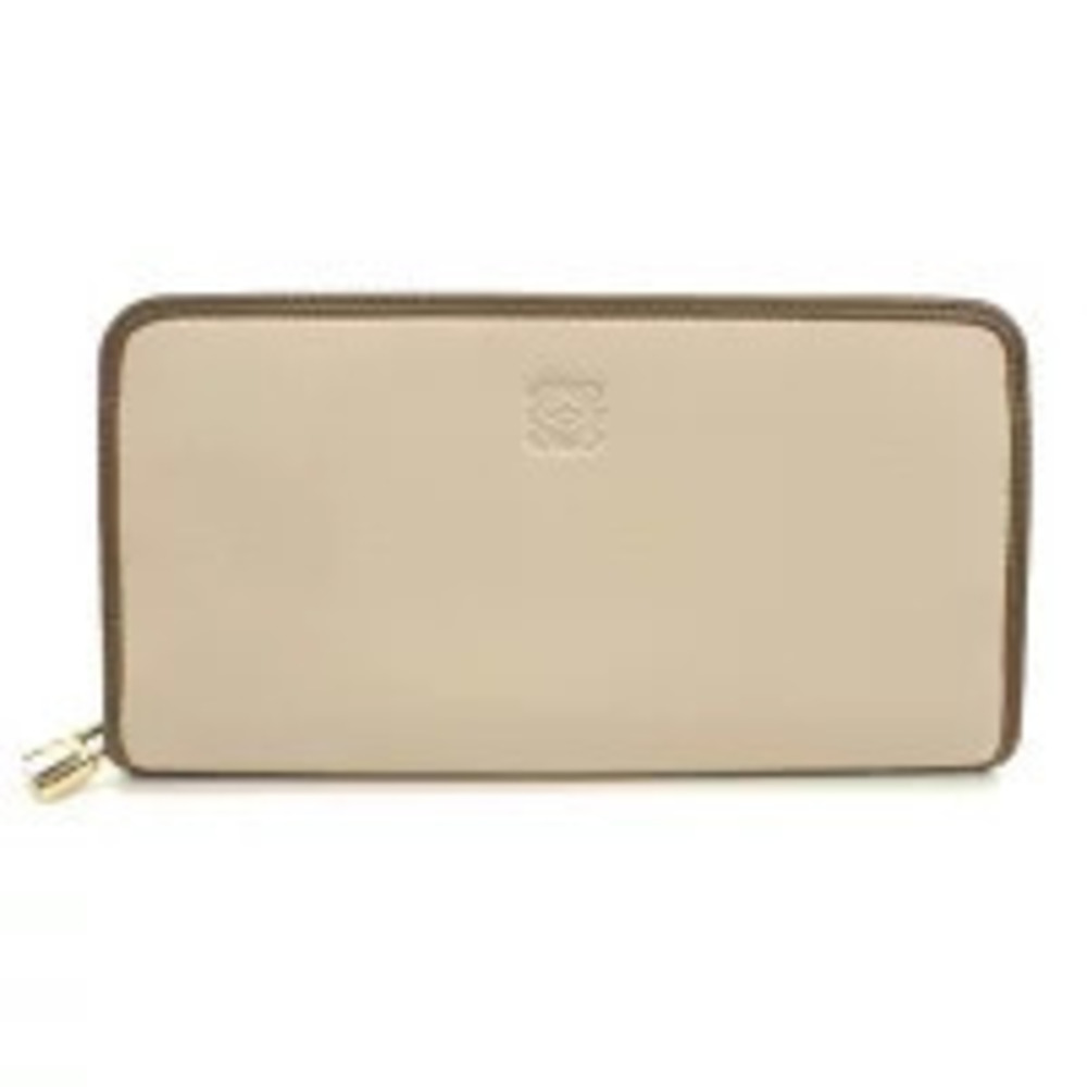Loewe Long Wallet Round Zipper Zip Around Beige Cream